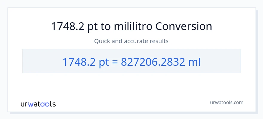1748.2 Pints patungong mga mililitro na conversion