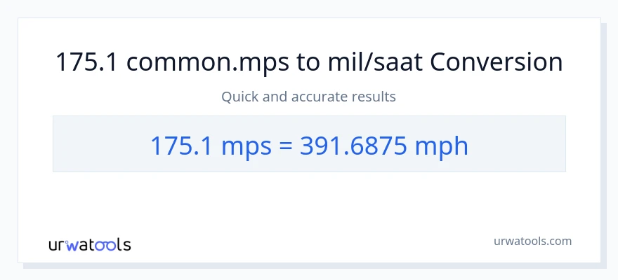 175.1 Meters Per Second'den mil saatte'e dönüşüm