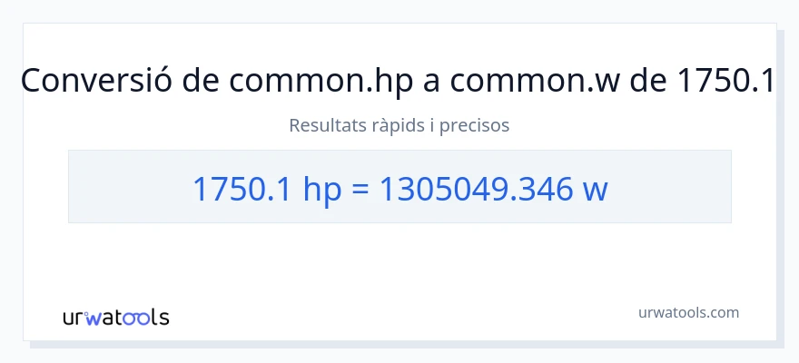 Conversió de 1750.1 cavalls de força a watts