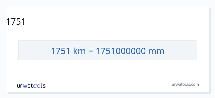 1751 కిలోమీటర్లు నుండి మిల్లీమీటర్లు కు మార్పిడి
