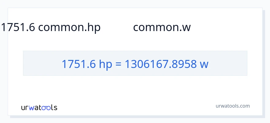 1751.6 ಅಶ್ವಶಕ್ತಿ ರಿಂದ ವ್ಯಾಟ್ಸ್ ಪರಿವರ್ತನೆ