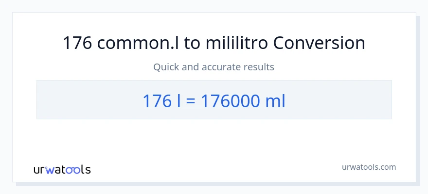 176 Liters patungong mga mililitro na conversion