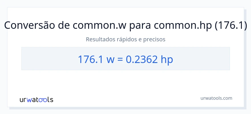 Conversão de 176.1 watts para cavalos de potência