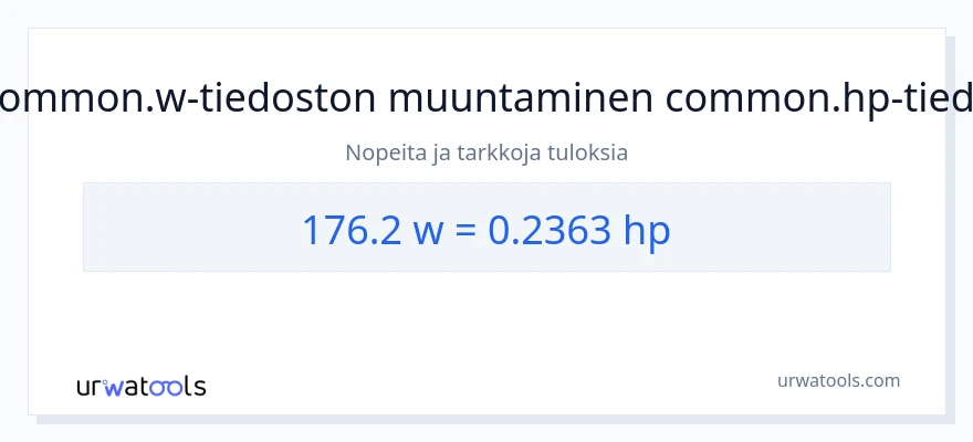 176.2 wattia - hevosvoimaa muunnos