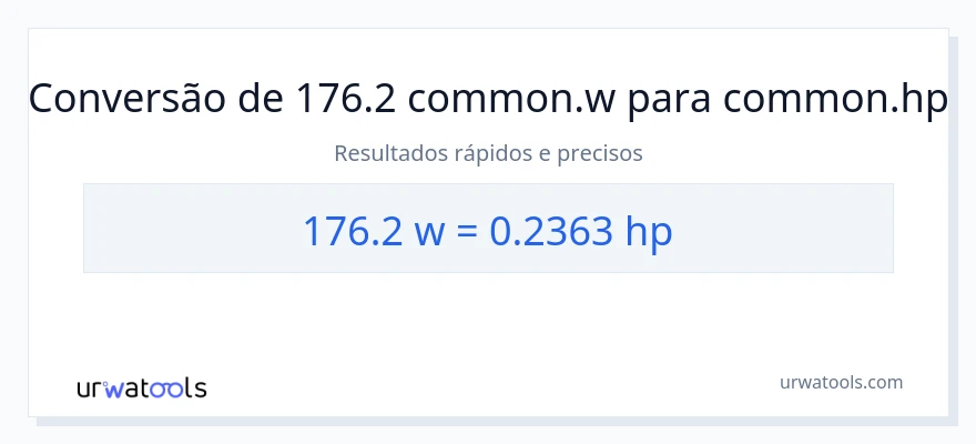 Conversão de 176.2 watts para cavalos de potência