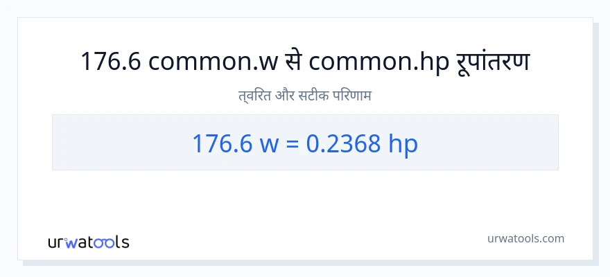 176.6 वाट से घोड़े की शक्ति रूपांतरण