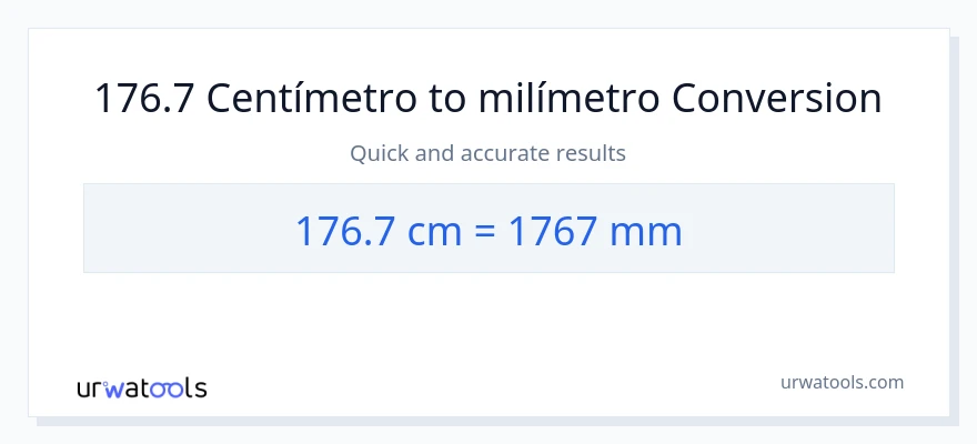 Conversión de 176.7 Centímetros a milímetros