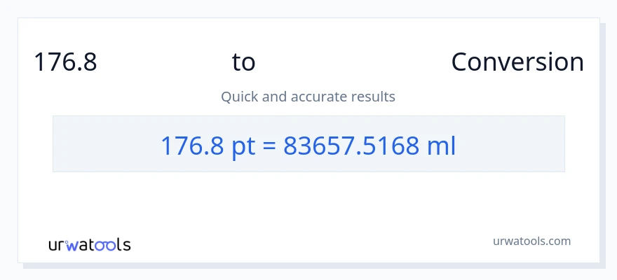 176.8 Pints ൽ നിന്ന് മില്ലിലിറ്റർ ലേക്ക് പരിവർത്തനം