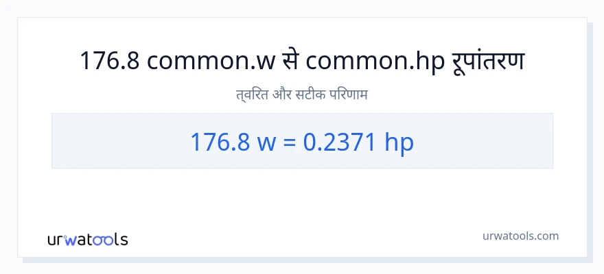 176.8 वाट से घोड़े की शक्ति रूपांतरण