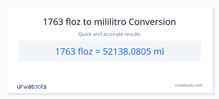 1763 mga onsa ng likido patungong mga mililitro na conversion