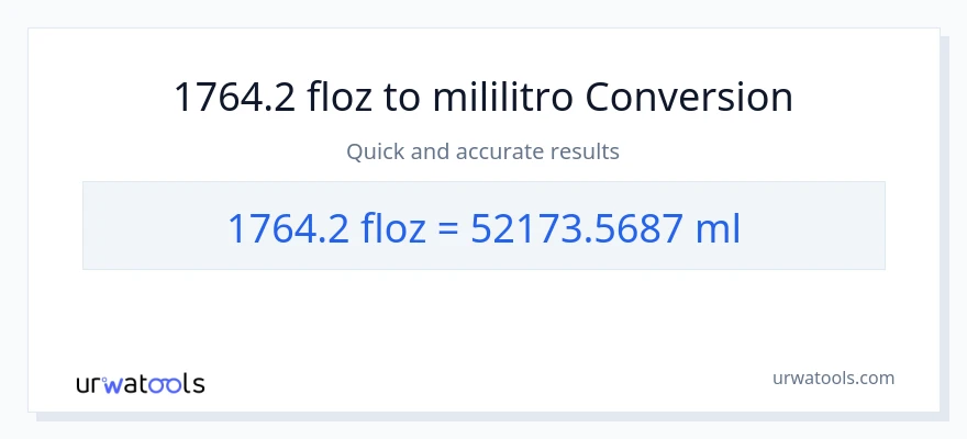 1764.2 mga onsa ng likido patungong mga mililitro na conversion