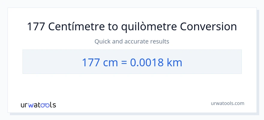 Conversió de 177 Centímetres a Quilòmetres