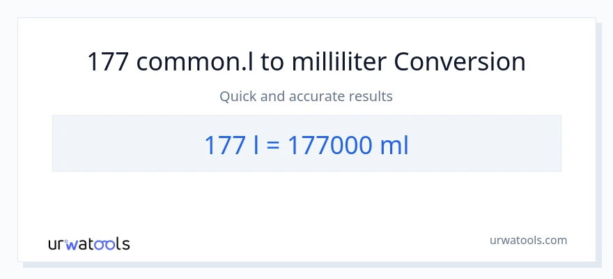 177 Liters zu Milliliter Umwandlung