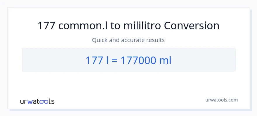 177 Liters patungong mga mililitro na conversion