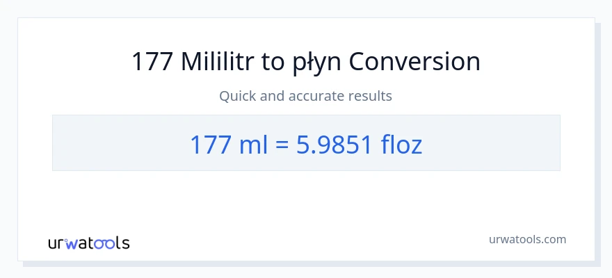 Konwersja 177 mililitry do uncje płynu