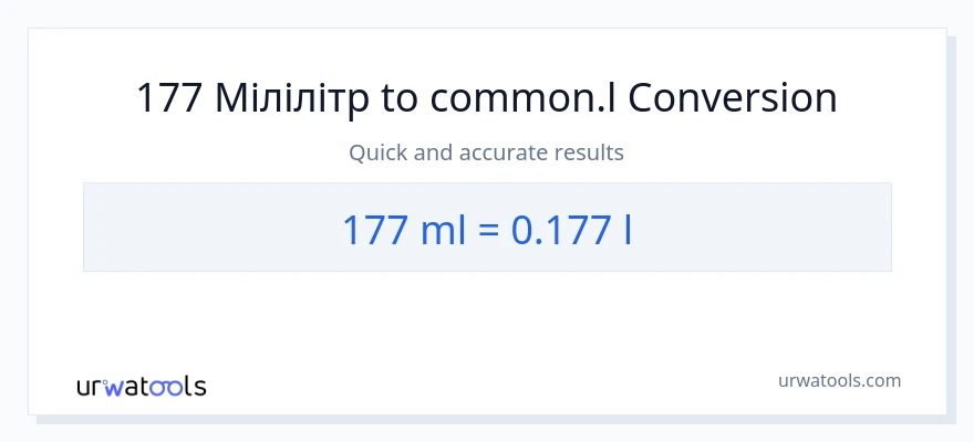 Конверсія з мілілітри у Liters: 177