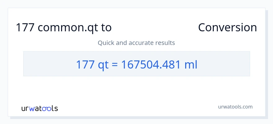 177 Quarts ൽ നിന്ന് മില്ലിലിറ്റർ ലേക്ക് പരിവർത്തനം