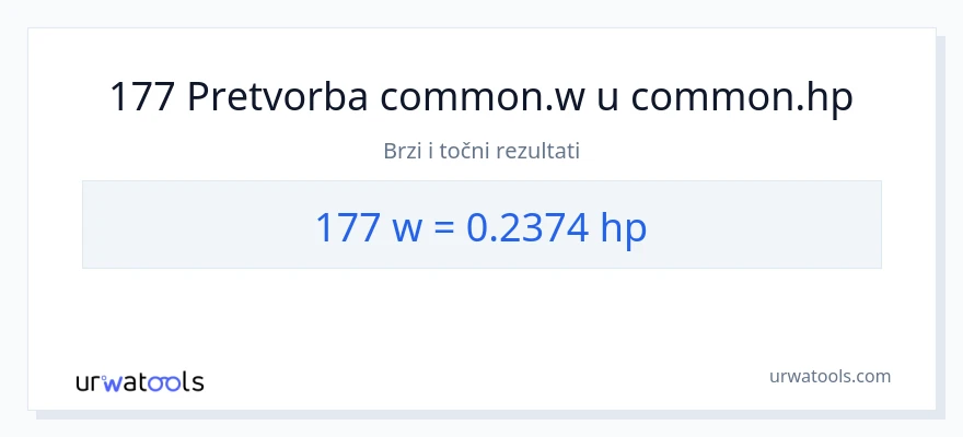 Konverzija od vati do konjske snage: 177