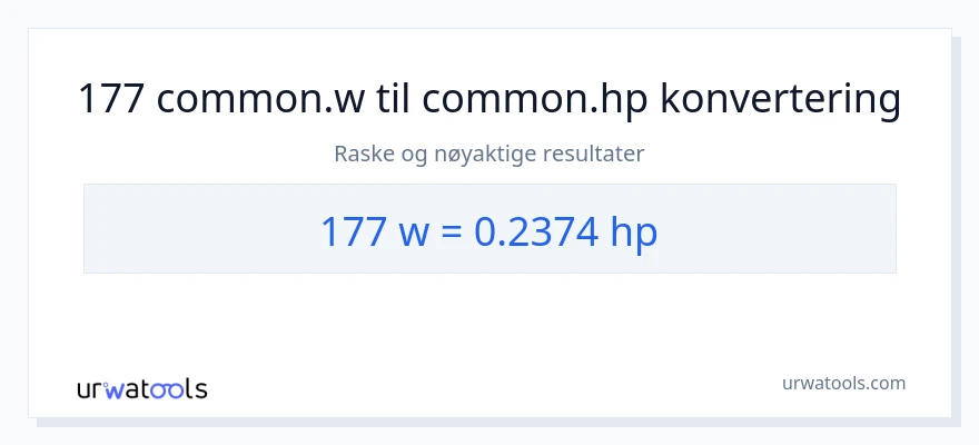 177 watt til hestekrefter konvertering