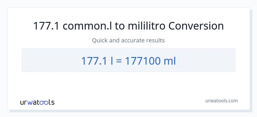 177.1 Liters patungong mga mililitro na conversion
