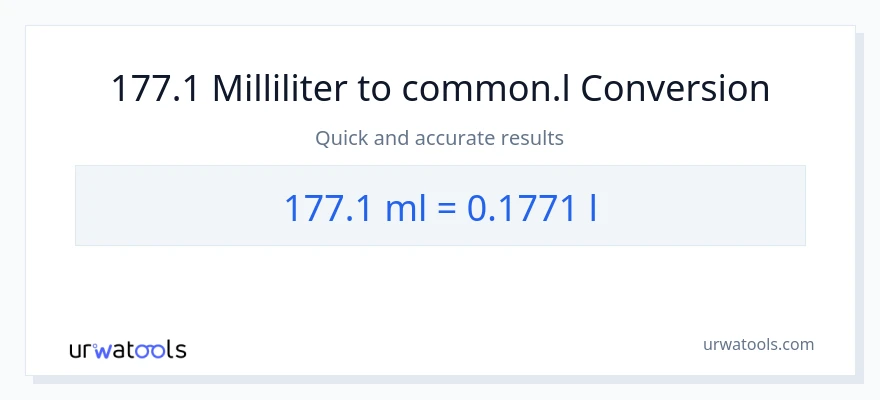 177.1 milliliter til Liters konvertering