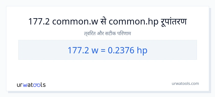177.2 वाट से घोड़े की शक्ति रूपांतरण