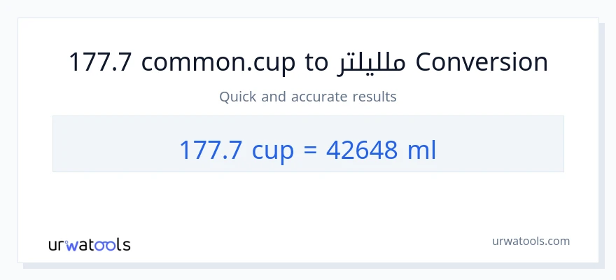 التحويل من 177.7 أكواب إلى ملليلتر