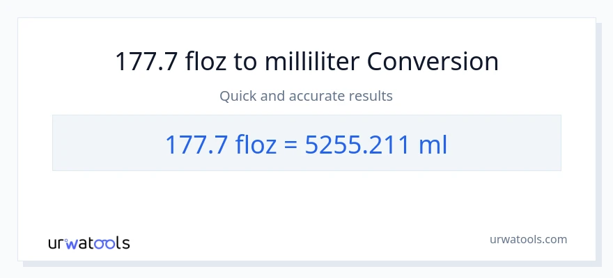 177.7 flydende ounces til milliliter konvertering