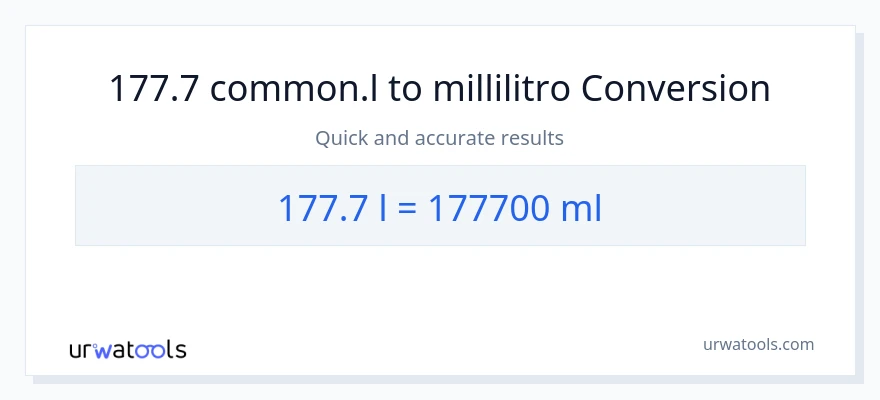Conversione da 177.7 Liters a millilitri