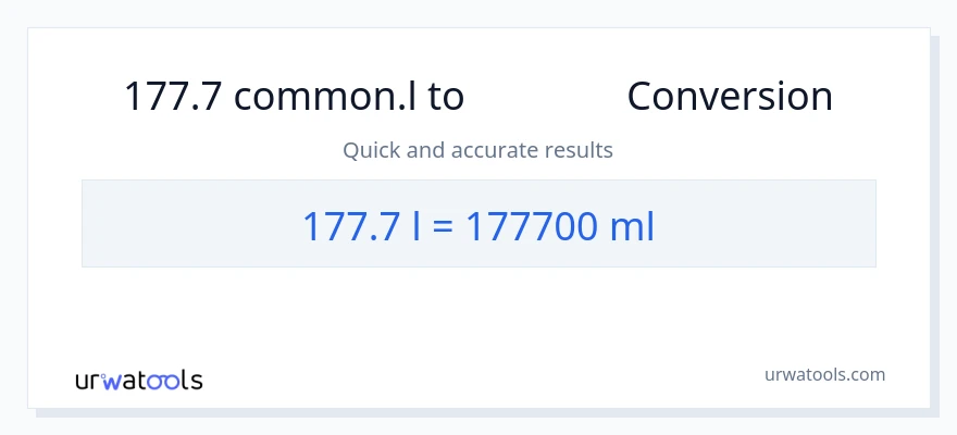 การแปลง 177.7 Liters เป็น มิลลิลิตร