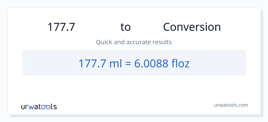 การแปลง 177.7 มิลลิลิตร เป็น ออนซ์ของเหลว