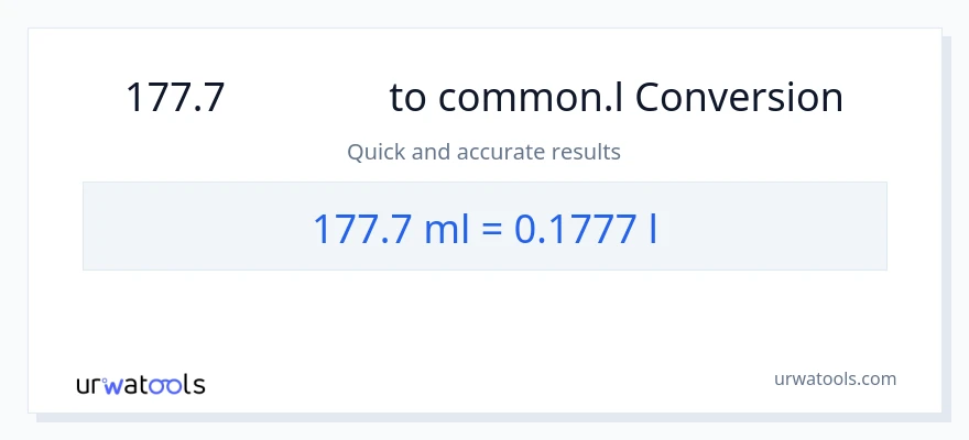 การแปลง 177.7 มิลลิลิตร เป็น Liters