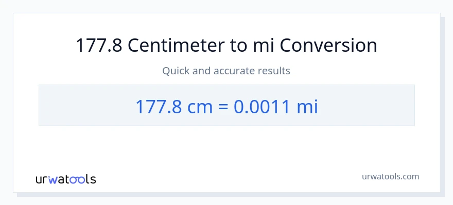177.8 Centimeter til miles konvertering