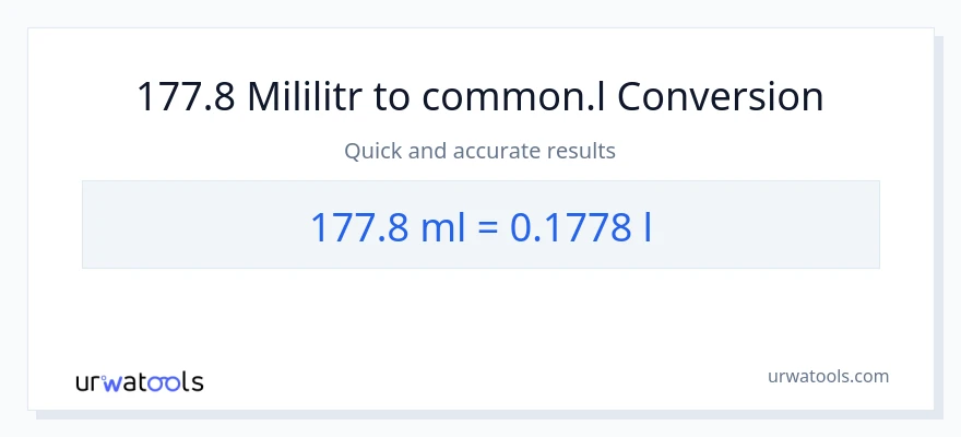 Konverze z mililitrů na Liters: 177.8