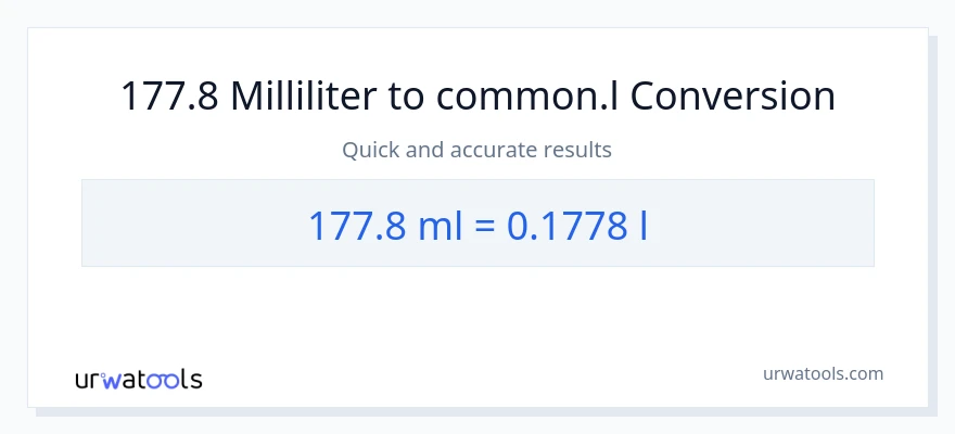 177.8 milliliter til Liters konvertering