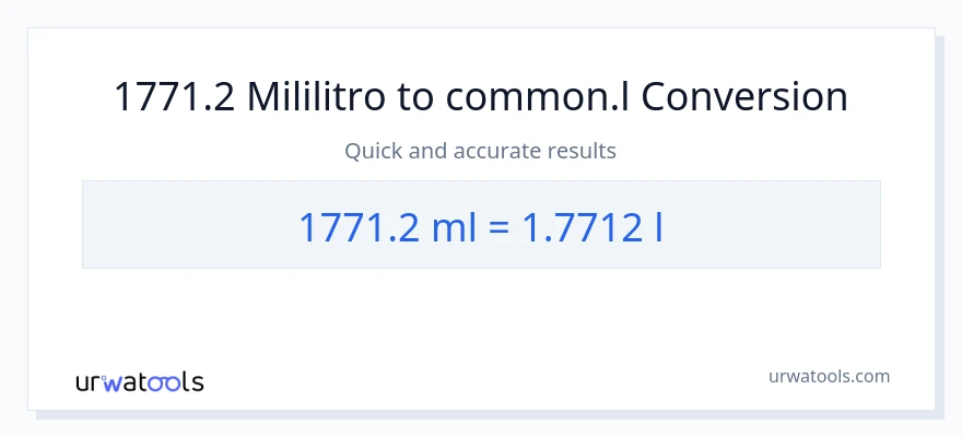 1771.2 mga mililitro patungong Liters na conversion