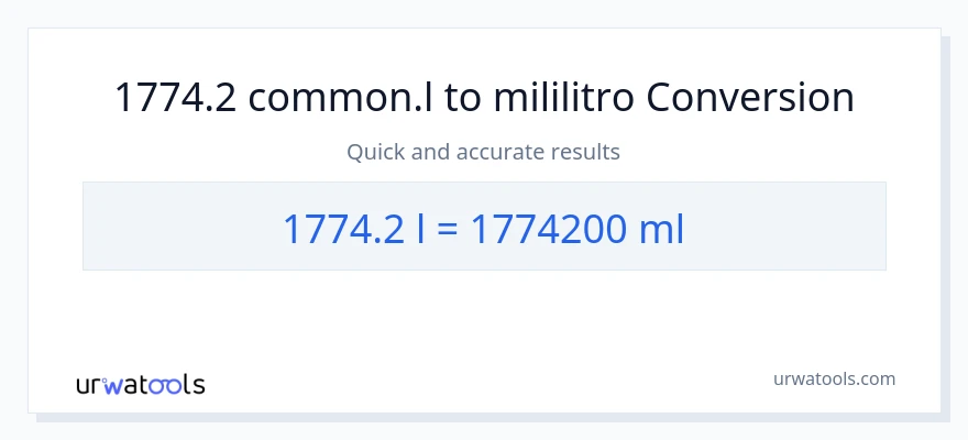 1774.2 Liters patungong mga mililitro na conversion