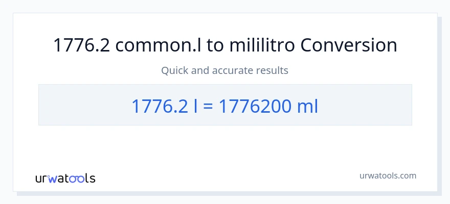1776.2 Liters patungong mga mililitro na conversion