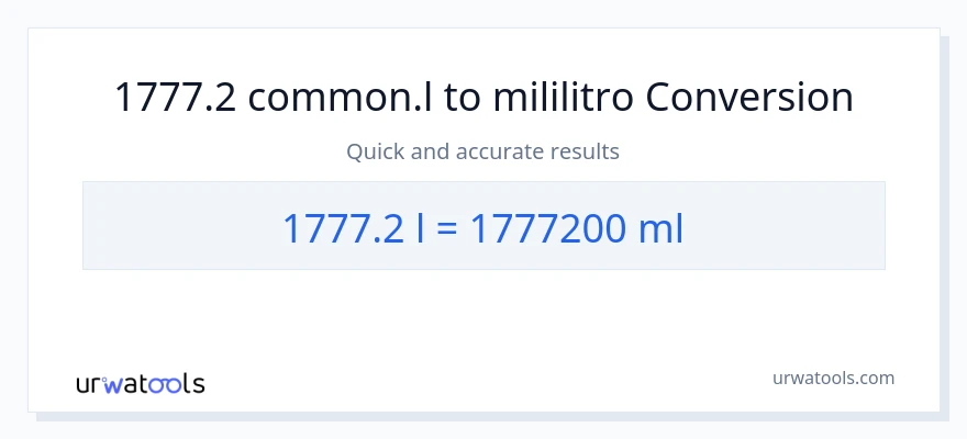 1777.2 Liters patungong mga mililitro na conversion