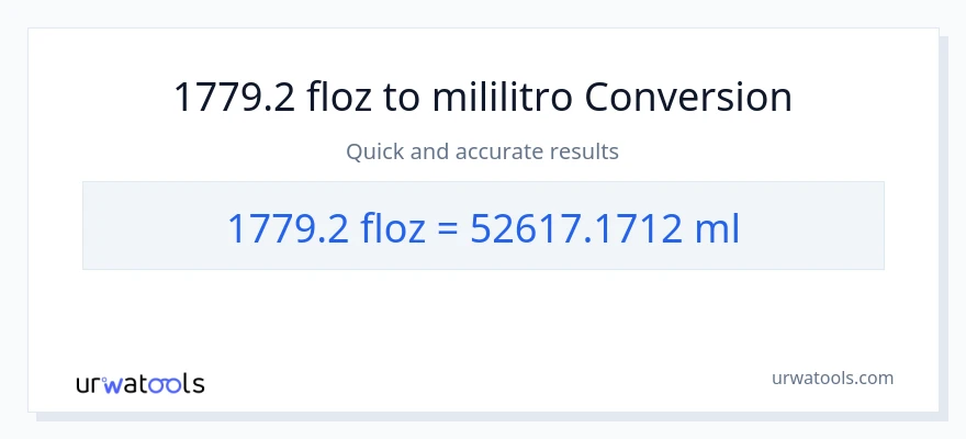 1779.2 mga onsa ng likido patungong mga mililitro na conversion