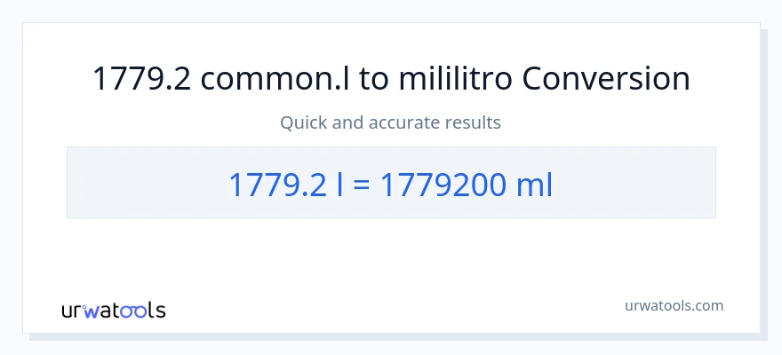 1779.2 Liters patungong mga mililitro na conversion
