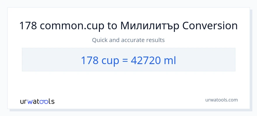 178 конверсия от чаши до милилитри
