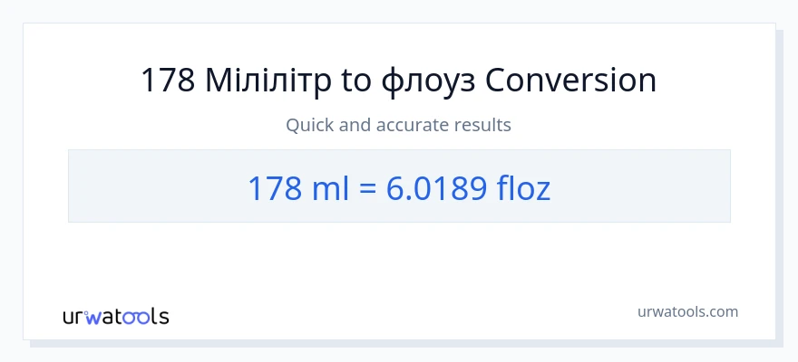 Конверсія з мілілітри у рідких унцій: 178