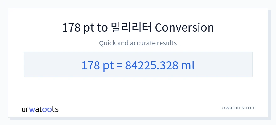 178 Pints에서 밀리리터으로의 변환