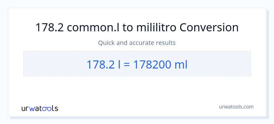 178.2 Liters patungong mga mililitro na conversion