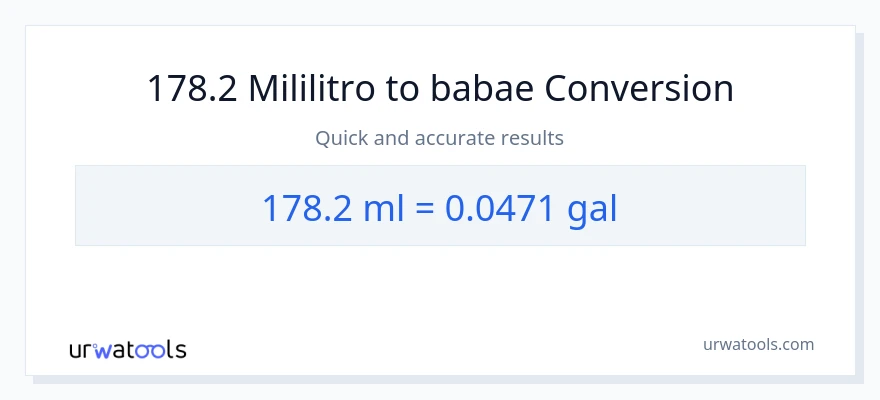 178.2 mga mililitro patungong Mga galon na conversion