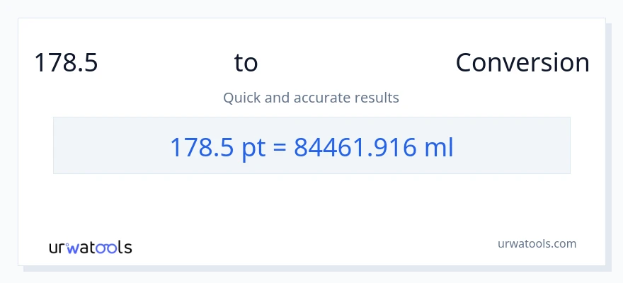 178.5 Pints ൽ നിന്ന് മില്ലിലിറ്റർ ലേക്ക് പരിവർത്തനം