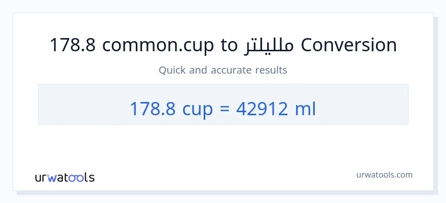 التحويل من 178.8 أكواب إلى ملليلتر