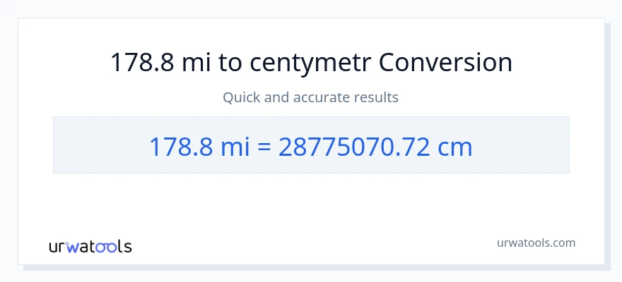 Konwersja 178.8 mile do Centymetry