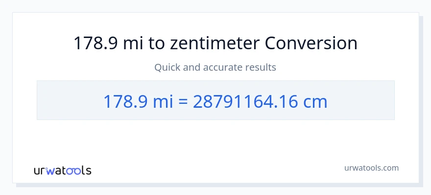 178.9 Meilen zu Zentimeter Umwandlung